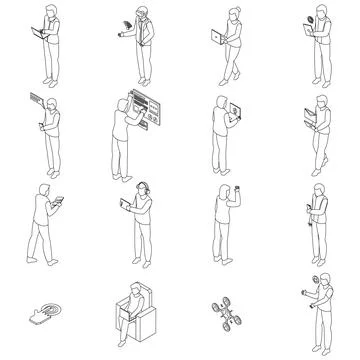 Interaction icons set vector outline Stock Illustration