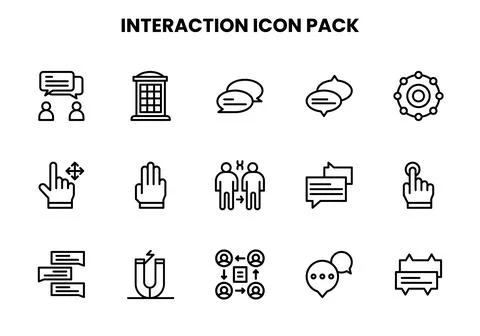 Interaction Line Bundle Icons Pack Stock Illustration