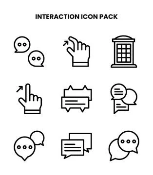Interaction Line Bundle Icons Pack Stock Illustration