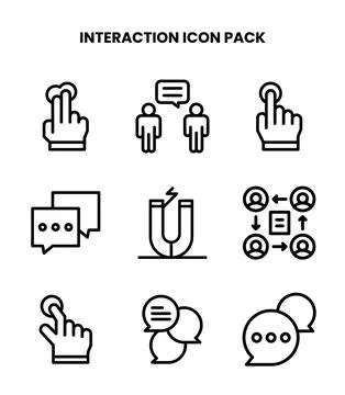 Interaction Line Collection Icons Pack Stock Illustration