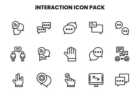 Interaction Line Set Icons Pack Ilustração Stock