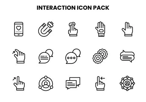 Interaction Line UI Icons Pack Illustrazione stock