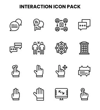Interaction Line UI Icons Pack Stock Illustration
