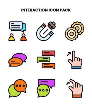 Interaction Lineal Color Icons Pack Stock Illustration