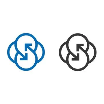 Interaction. Logo template of interlaced arrows for websites, applications and l Illustrazione stock