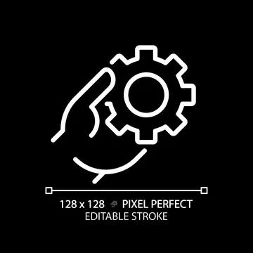 Interaction optimization pixel perfect white linear icon for dark theme Stock Illustration