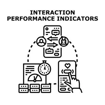Interaction performance indicators measuring user engagement data 库存插图