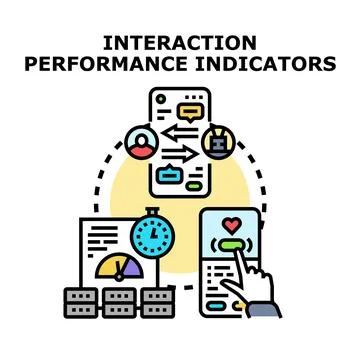 Interaction performance indicators measuring user engagement data Stock Illustration