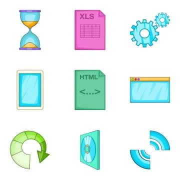 Interaction program icons set, cartoon style イラスト素材