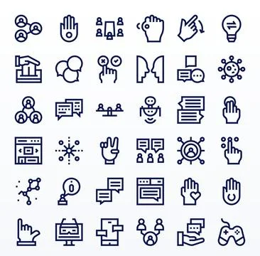 Interaction Scalable Vector Set featuring 36 PIXEL Perfect Bold Line Retina.. 스톡 일러스트