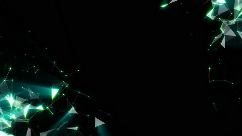 Interaction of structures. Network operation. A shining frame of lines, dots and Stock Footage 92896139