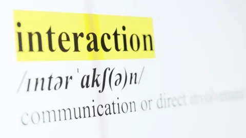 Interaction Text Macro Shot Highlighted in Yellow Color On Computer Screen Stock Footage 123224333
