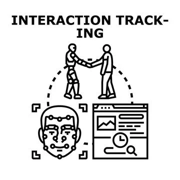 Interaction tracking ai and human collaboration with facial recognition and w Stock Illustration