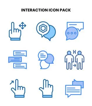 Interaction Two Colour Bundle Icons Pack イラスト素材