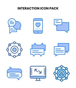 Interaction Two Colour Collection Icons Pack Stock Illustration