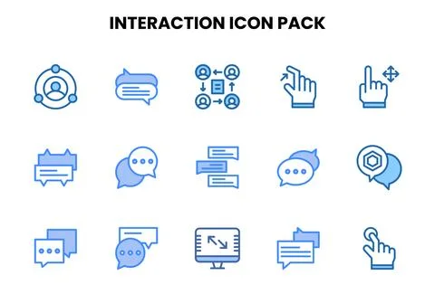 Interaction Two Colour Icons Pack Illustrazione stock