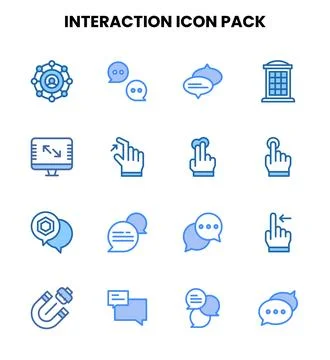Interaction Two Colour Scalable Icons Pack 스톡 일러스트