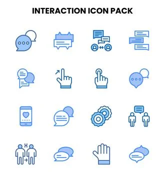 Interaction Two Colour Scalable Icons Pack 스톡 일러스트
