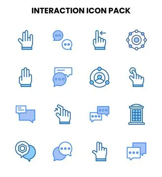 Interaction Two Colour Set Icons Pack Stock Illustration