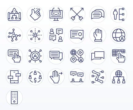 Interaction Vector Icon Library with 25 Regular Line 256x256 PIXEL Perfect .. 스톡 일러스트