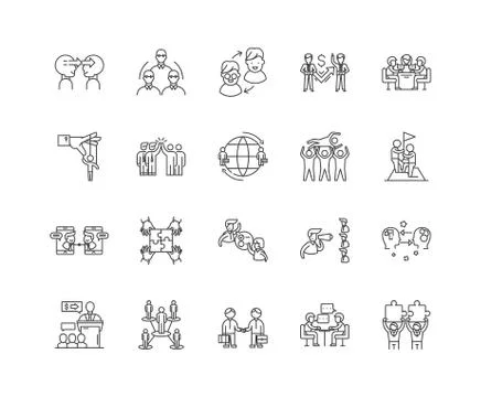 Interactions line icons, signs, vector set, outline illustration concept イラスト素材