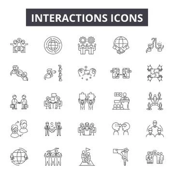 Interactions line icons for web and mobile design. Editable stroke signs イラスト素材