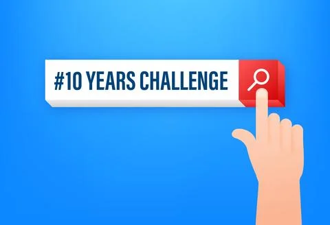 Interactive 10 Years Challenge Search Bar Concept on Blue Background for Social 库存插图