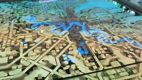 Interactive 3D city model of Moscow Stock Footage