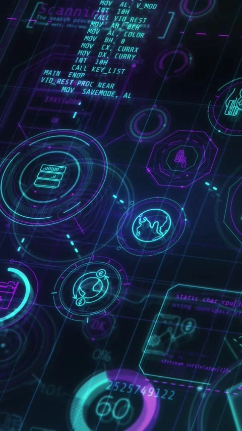 Interactive 3D illustration of computer data processing. Stock Footage 318725170