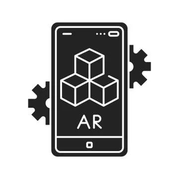 Interactive 3D visualization platform black glyph icon. Pictogram for web pag 스톡 일러스트