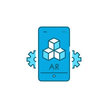 Interactive 3D visualization platform color line icon. Illustrazione stock