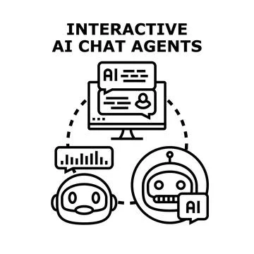 Interactive ai chat agents communicating with users 스톡 일러스트