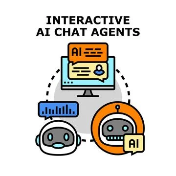 Interactive ai chat agents communicating with users Stock Illustration