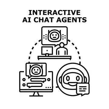 Interactive ai chat agents communicating with users Stock Illustration