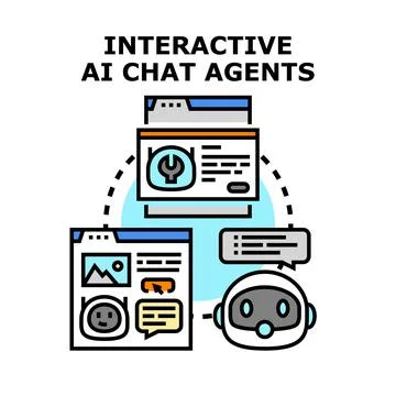 Interactive ai chat agents providing digital assistance Stock Illustration
