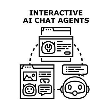 Interactive ai chat agents providing digital assistance Stock Illustration