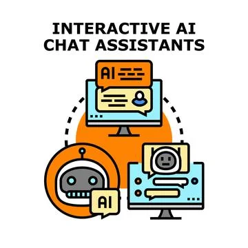 Interactive ai chat assistants concept vector Stock Illustration