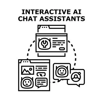 Interactive ai chat assistants providing online customer support Stock Illustration