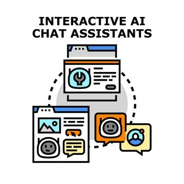 Interactive ai chat assistants providing online customer support Stock Illustration
