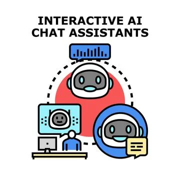Interactive ai chat assistants working in communication network 스톡 일러스트