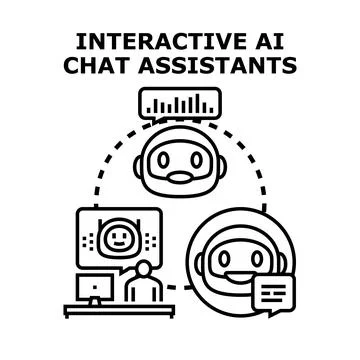 Interactive ai chat assistants working in communication network 스톡 일러스트