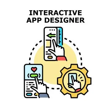 Interactive app designer creating user interface experience Illustration