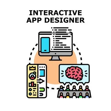Interactive app designer creating user interface experience concept Illustration