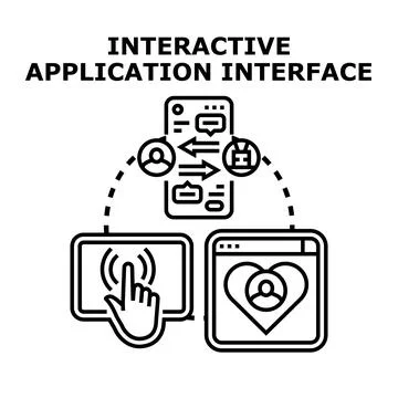 Interactive application interface connecting users online for communication Stock Illustration