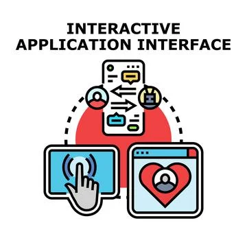 Interactive application interface connecting users online for communication Stock Illustration