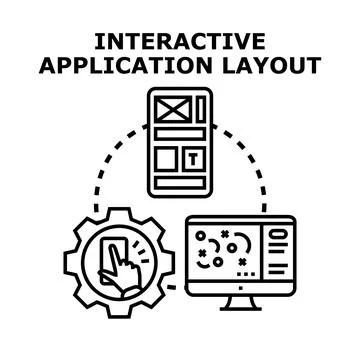 Interactive application layout developing and user experience concept Stockillustratie