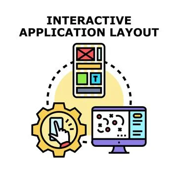 Interactive application layout developing and user experience concept Stock-Illustration