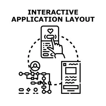 Interactive application layout process for digital products Stock Illustration