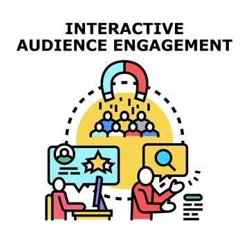 Interactive audience engagement attracting new customers online Stock Illustration