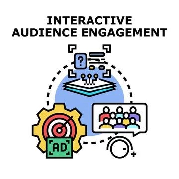 Interactive audience engagement managing online marketing strategy Stock Illustration